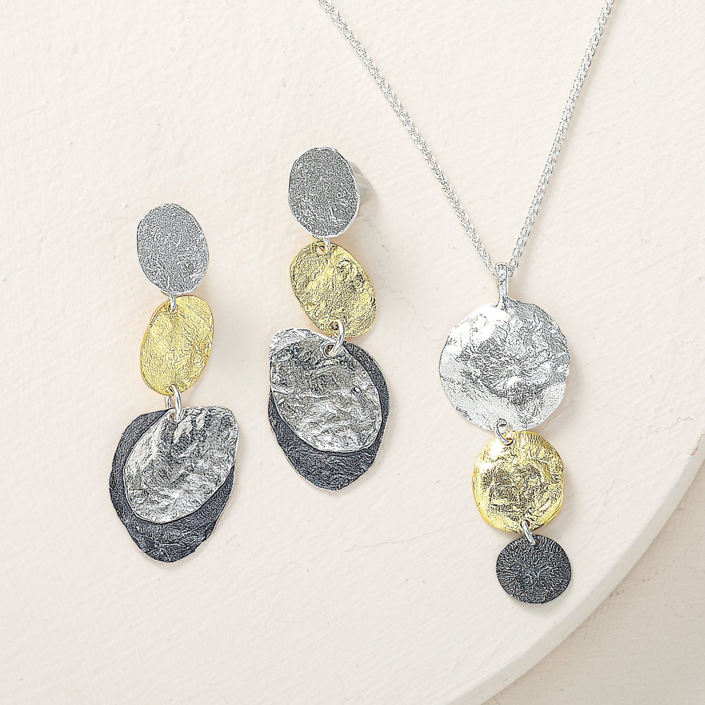 Tri-Color Textured Earrings