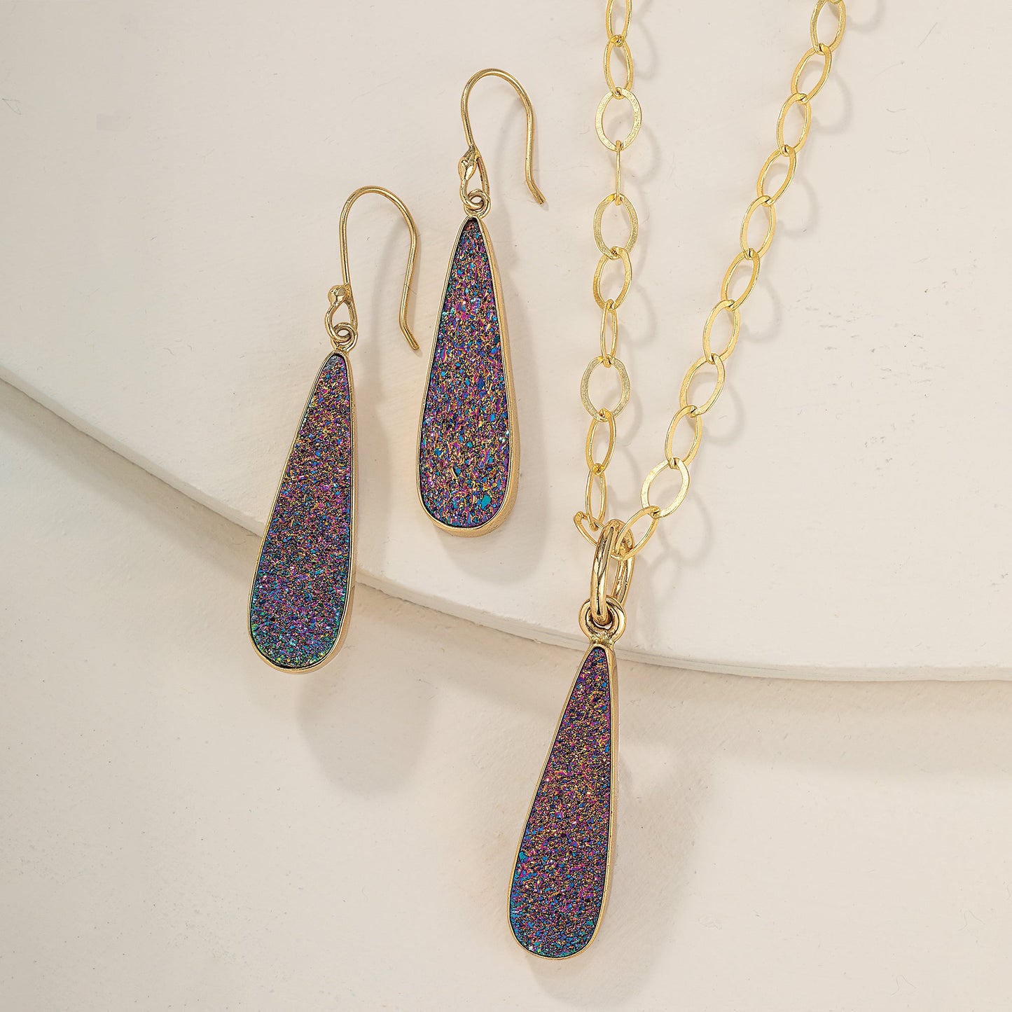 Rainbow Titanium Druzy Necklace