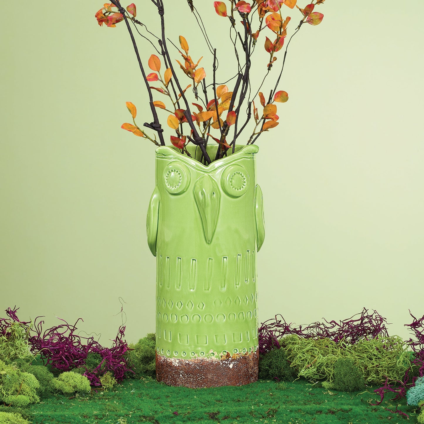 Sage Green Owl Ceramic Vase (Preorder)