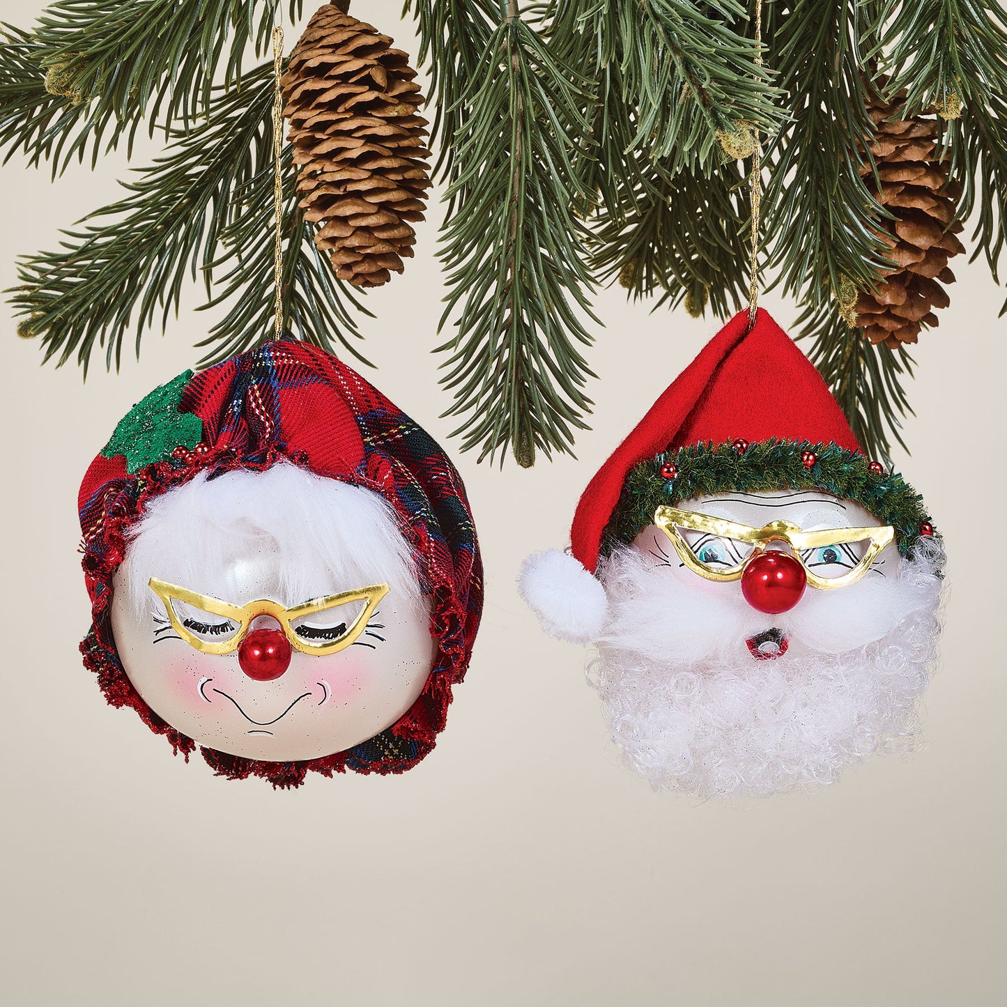 Hand-Blown Bespectacled Mrs. Santa Ornament