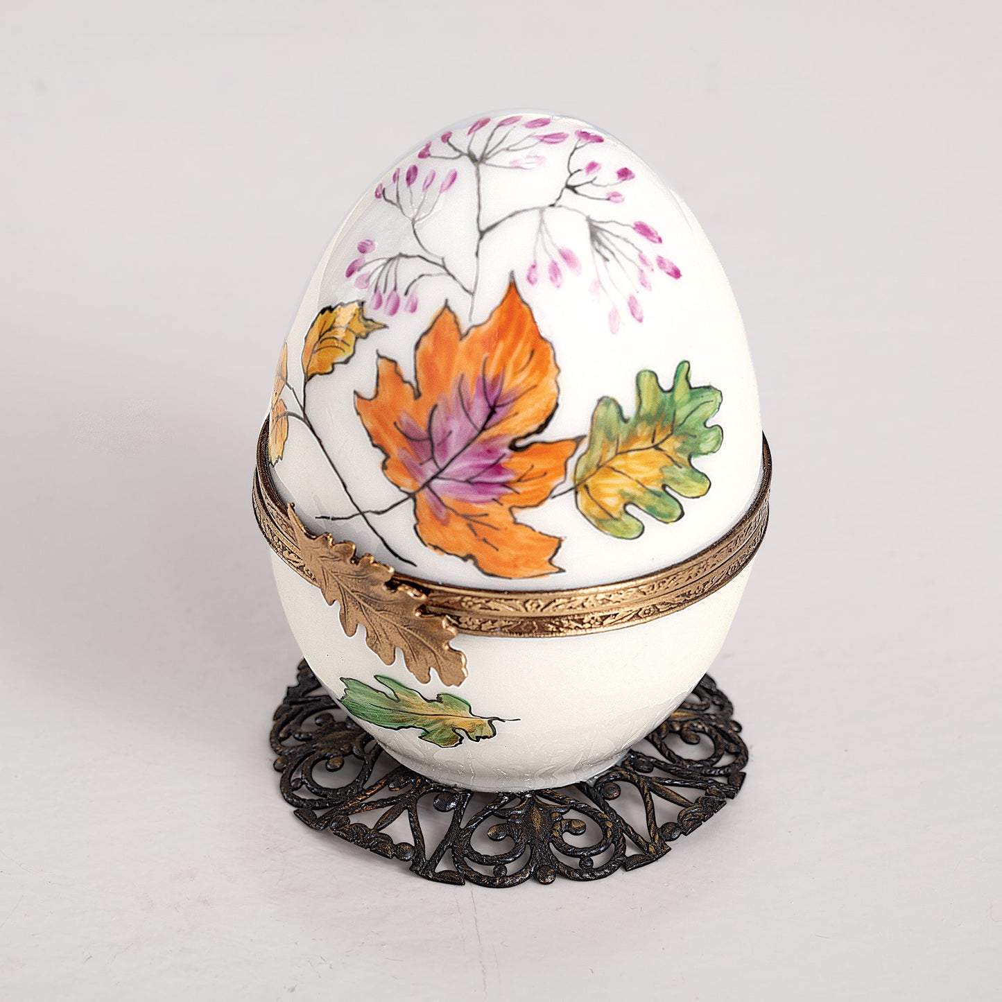 Limoges Porcelain Owl Musical Egg