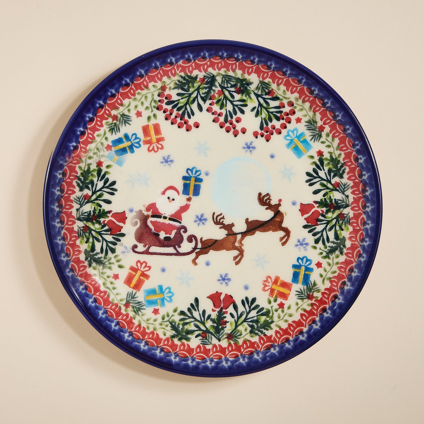 Polish Pottery Dashing All The Way Small Plate (Preorder)