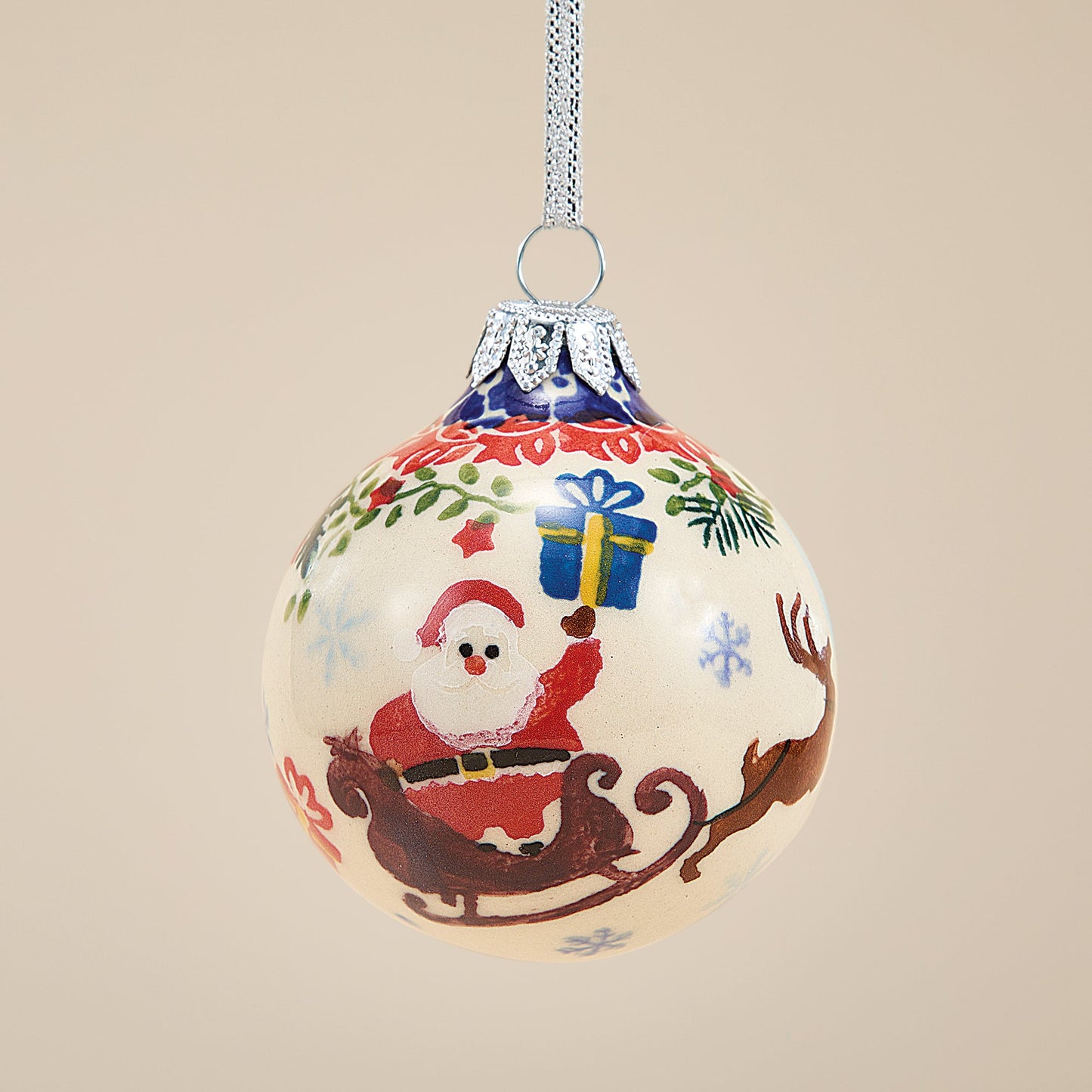 Polish Pottery Dashing All The Way Round Ornament (Preorder)