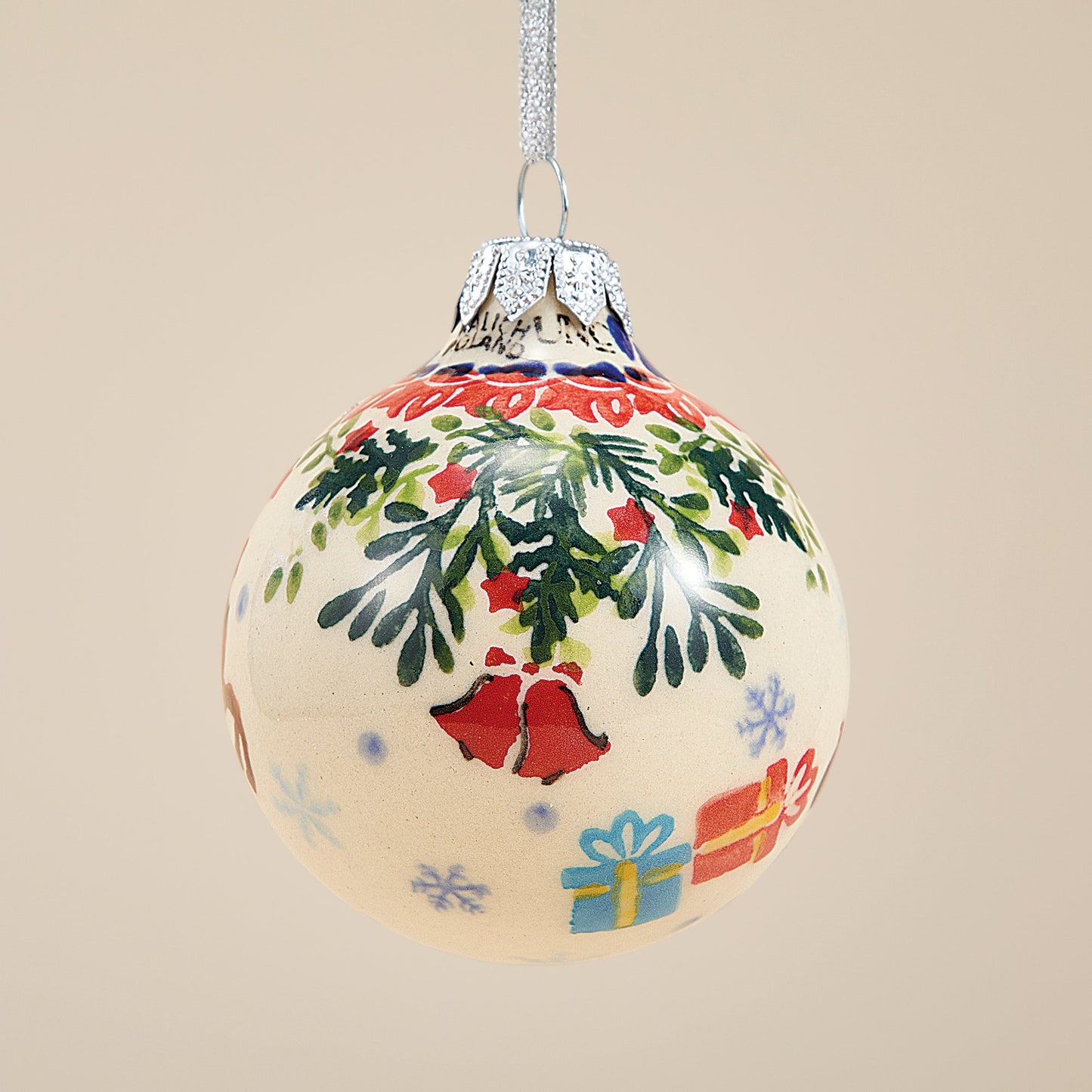 Polish Pottery Dashing All The Way Round Ornament (Preorder)