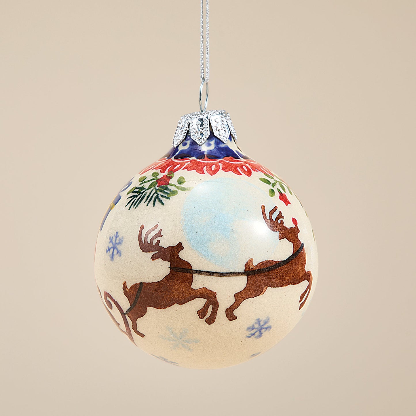 Polish Pottery Dashing All The Way Round Ornament (Preorder)