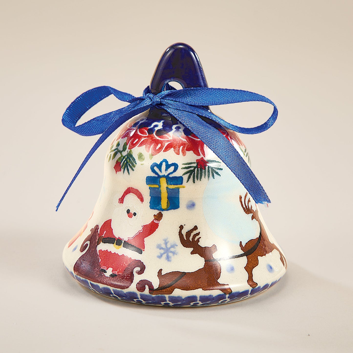 Polish Pottery Dashing All The Way Bell Ornament (Preorder)