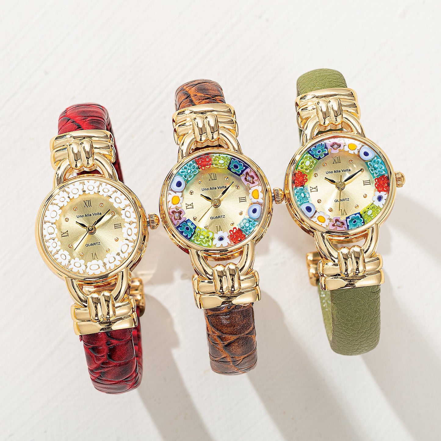 Murano Glass Millefiori Olive Green Cuff Watch