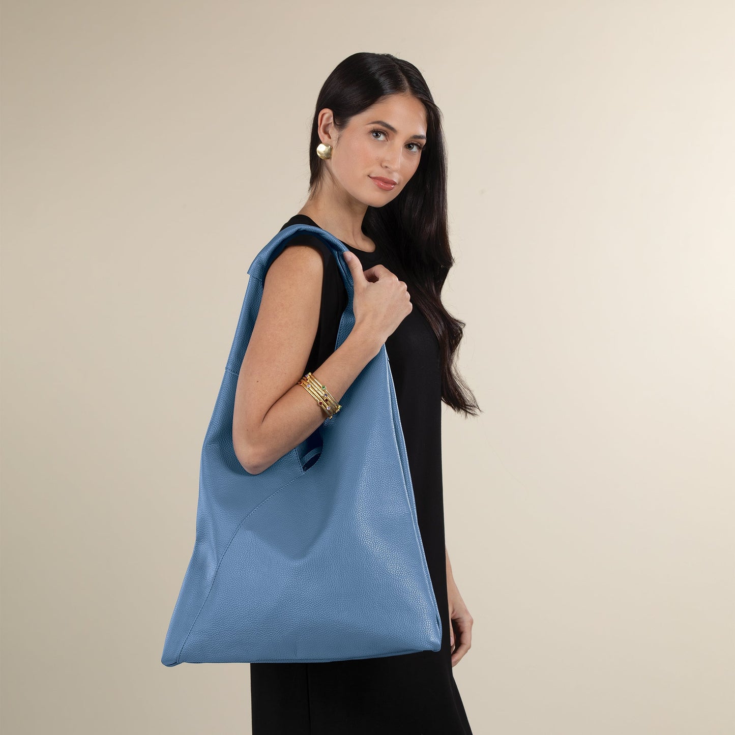 Milazzo Sapphire Italian Leather Hobo Bag