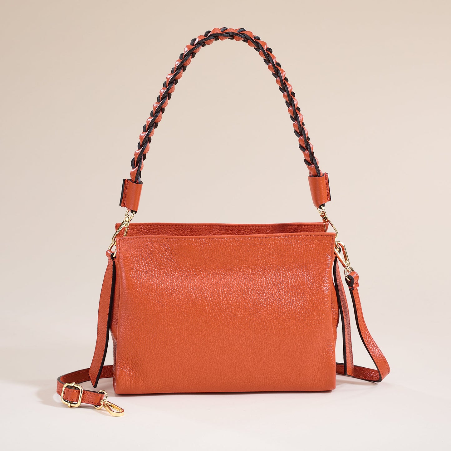 Abruzzi Orange Italian Leather Shoulder Bag