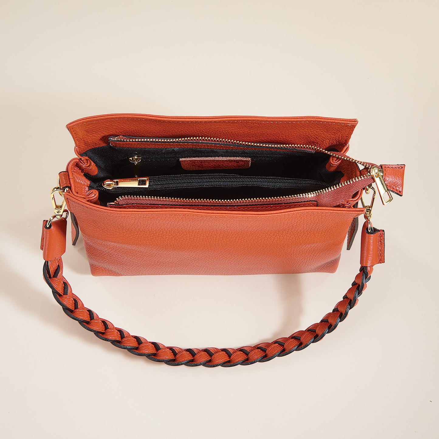 Abruzzi Orange Italian Leather Shoulder Bag