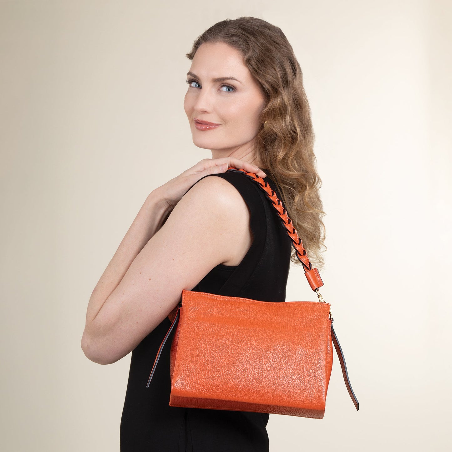 Abruzzi Orange Italian Leather Shoulder Bag