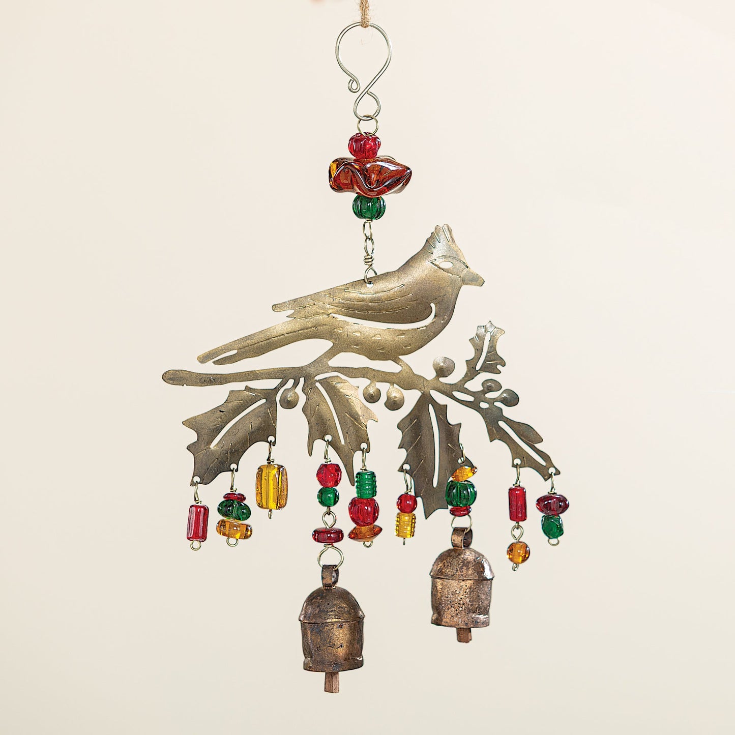 Holly Leaf Cardinal Wind Chime