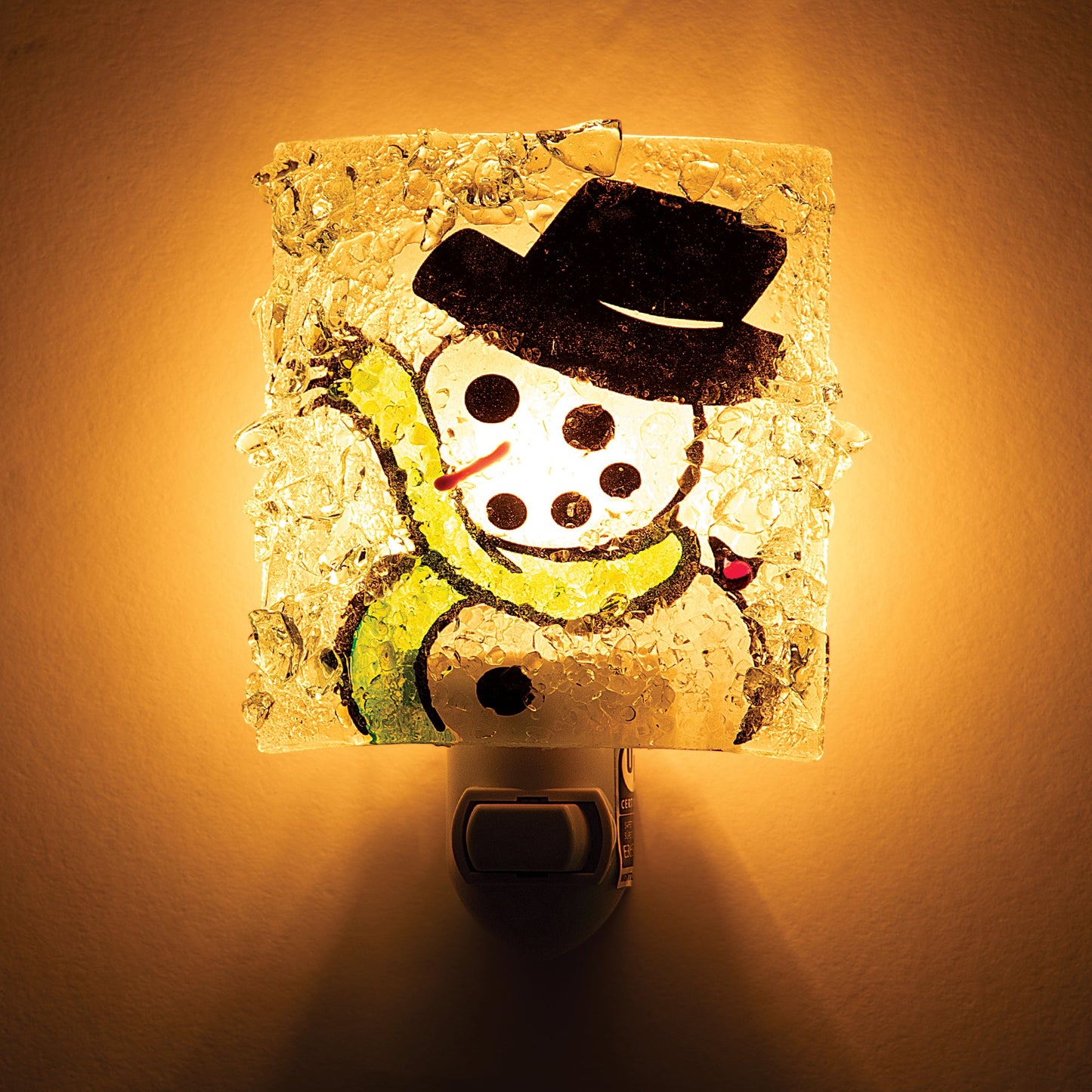 Recycled Glass Smiling Snowman Nightlight