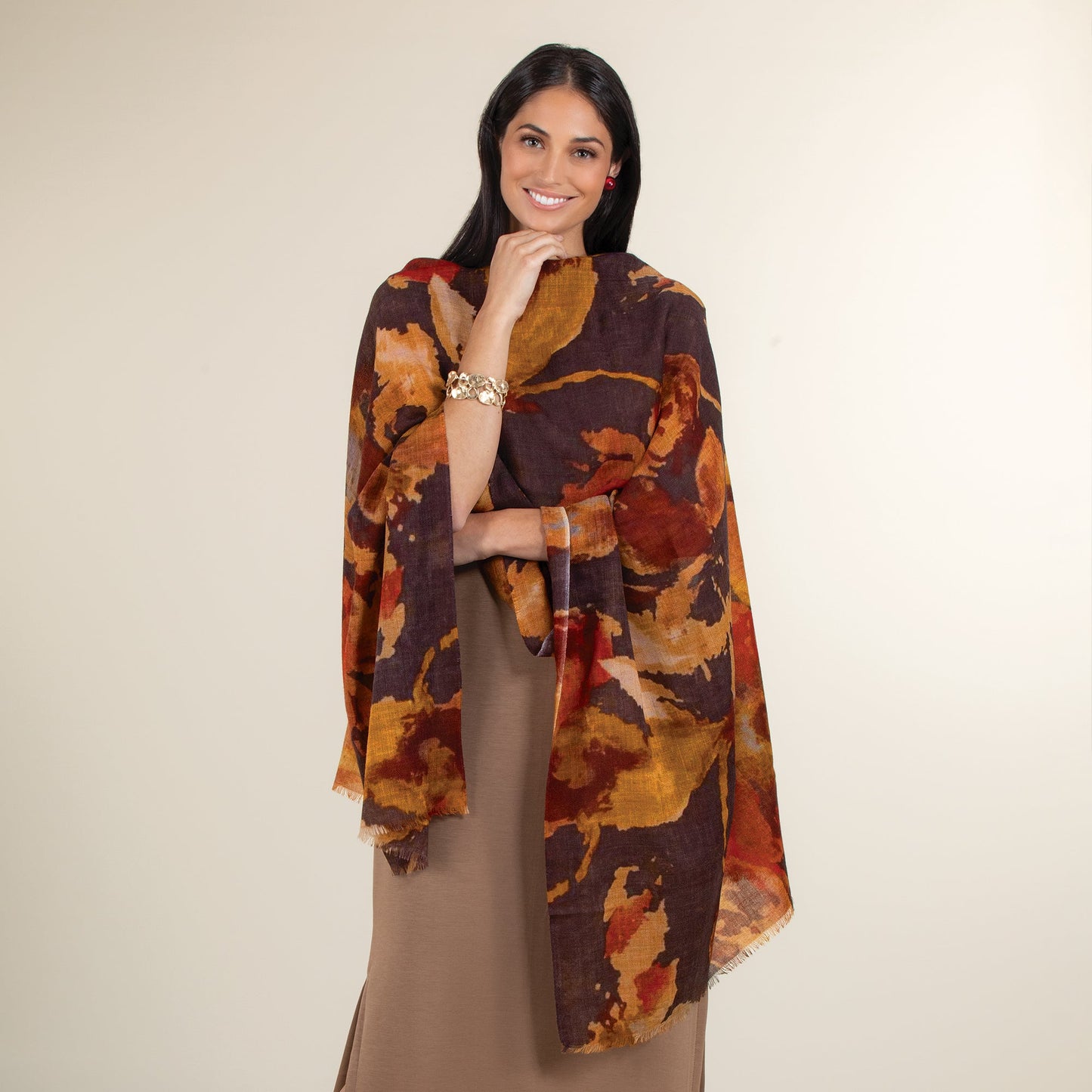 Draped in Florals Wool Shawl