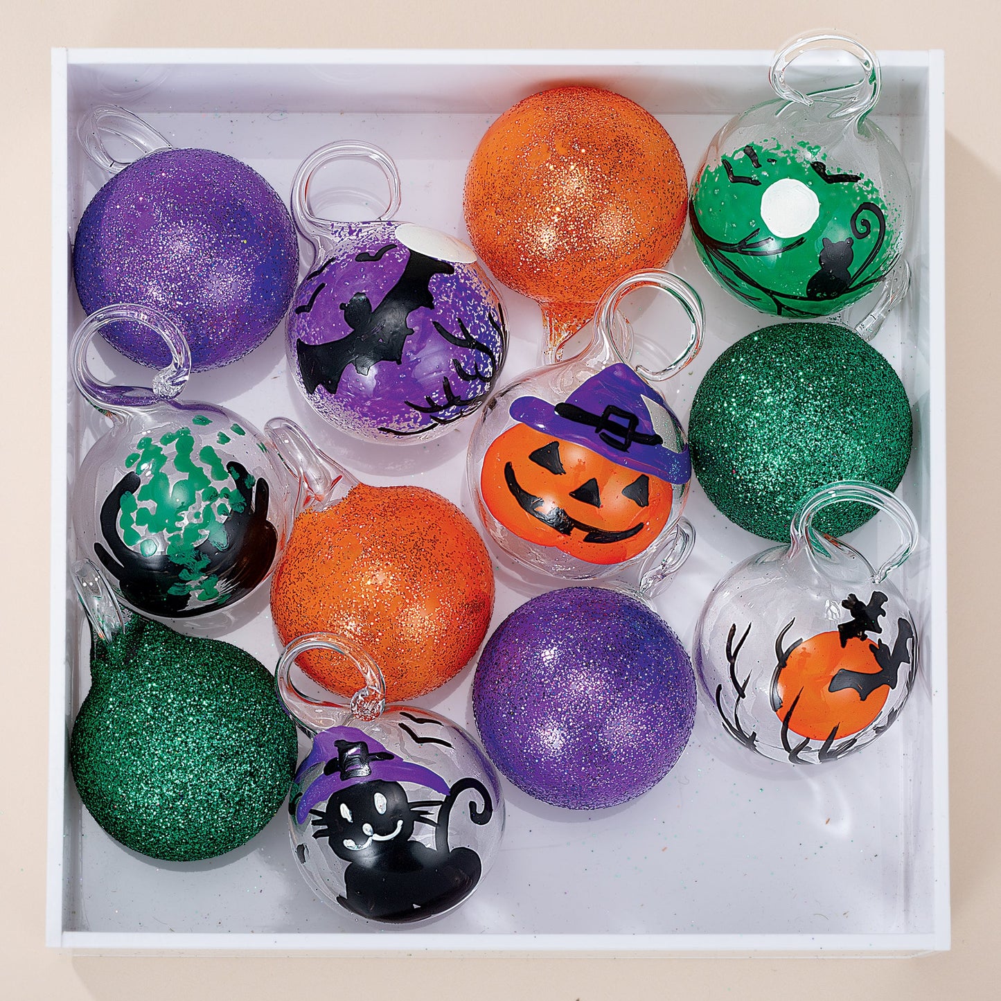 Hand-Blown Venetian Glass Gatti e Pipistrelli Ornaments Set of 12