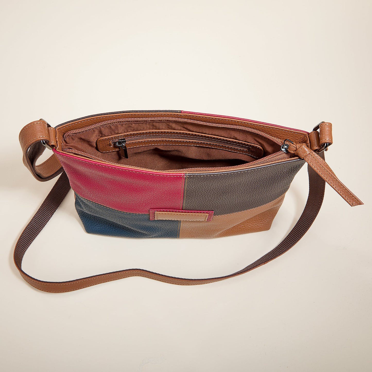 Colors Of Meenakshi Mixed Leather Crossbody Bag