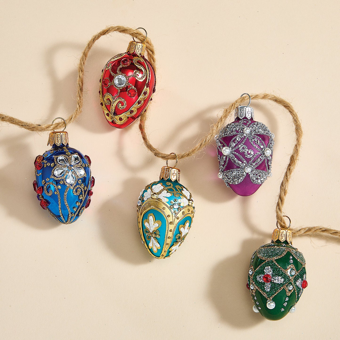 Gemstone-Hued Egg Ornaments Set of 5 (Preorder)
