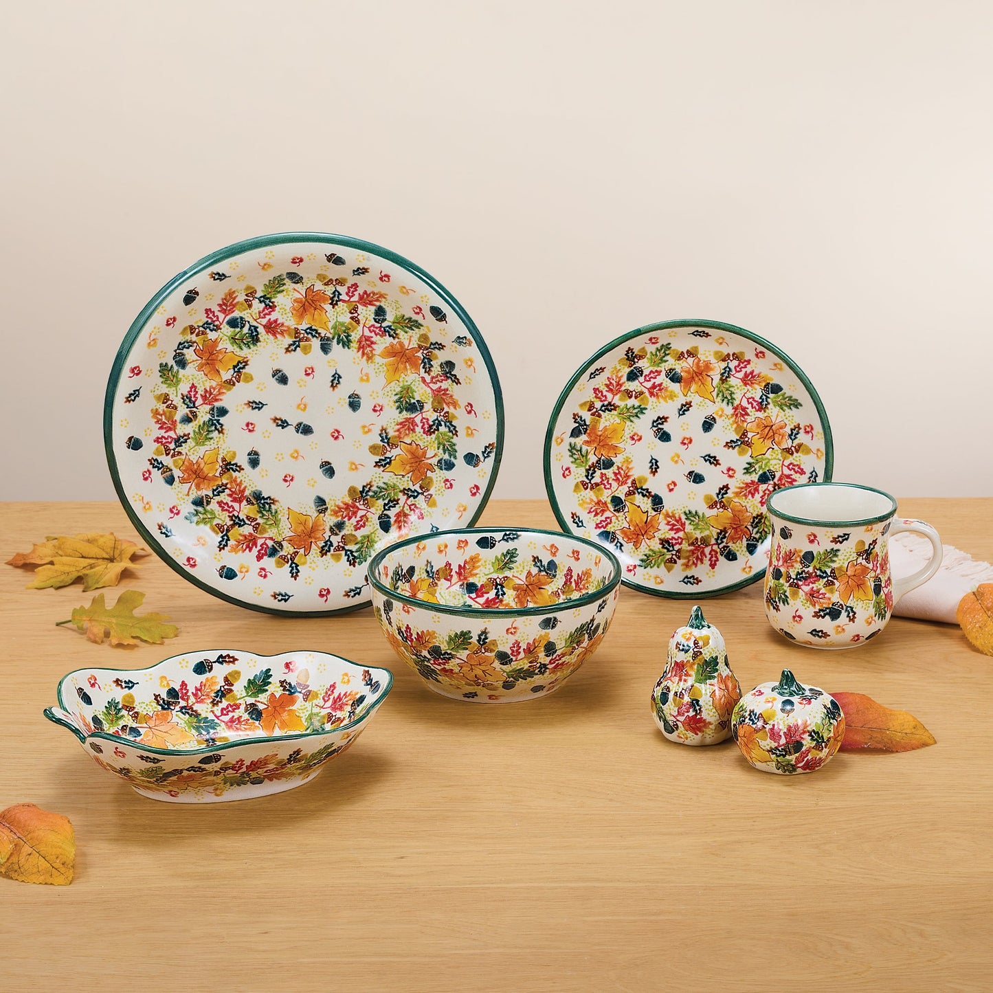 Polish Pottery Fancy Foliage Mug & Plate Set