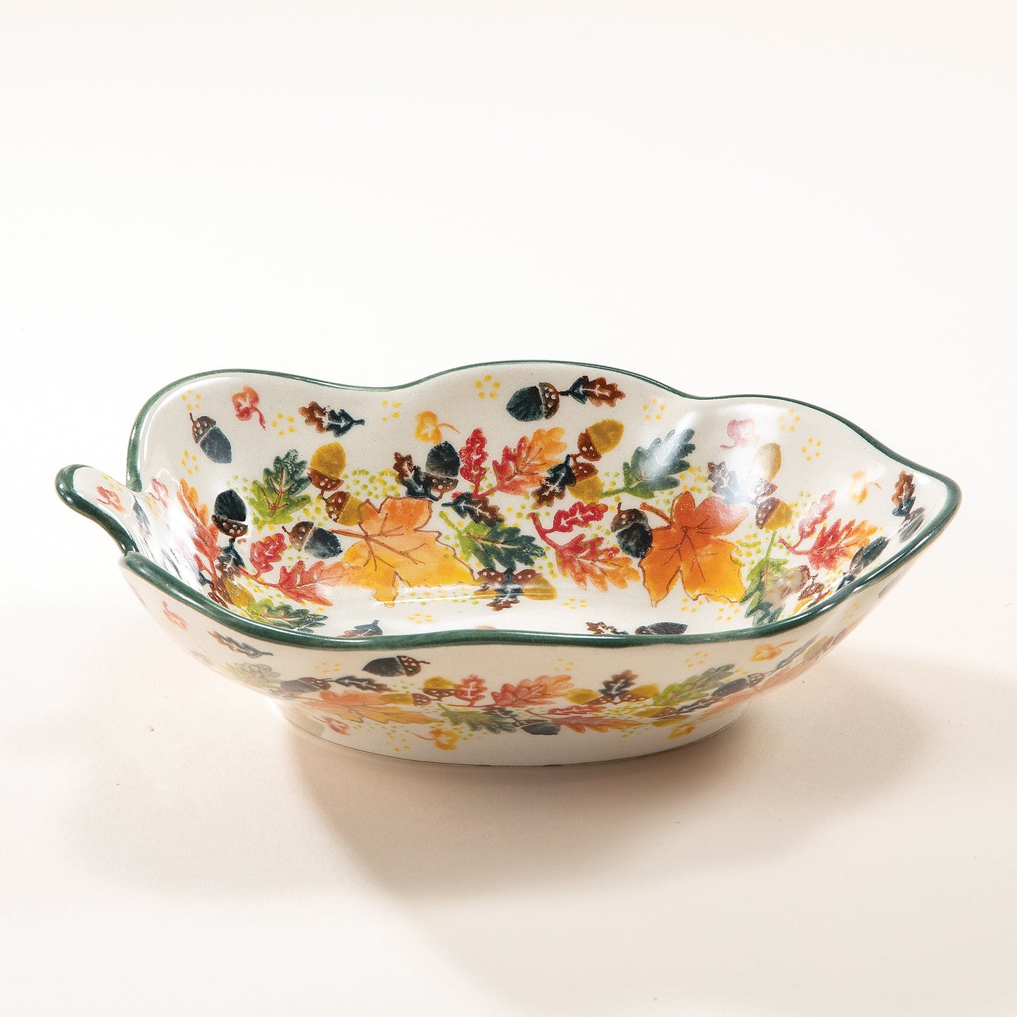 Polish Pottery Fancy Foliage Acorn Dish