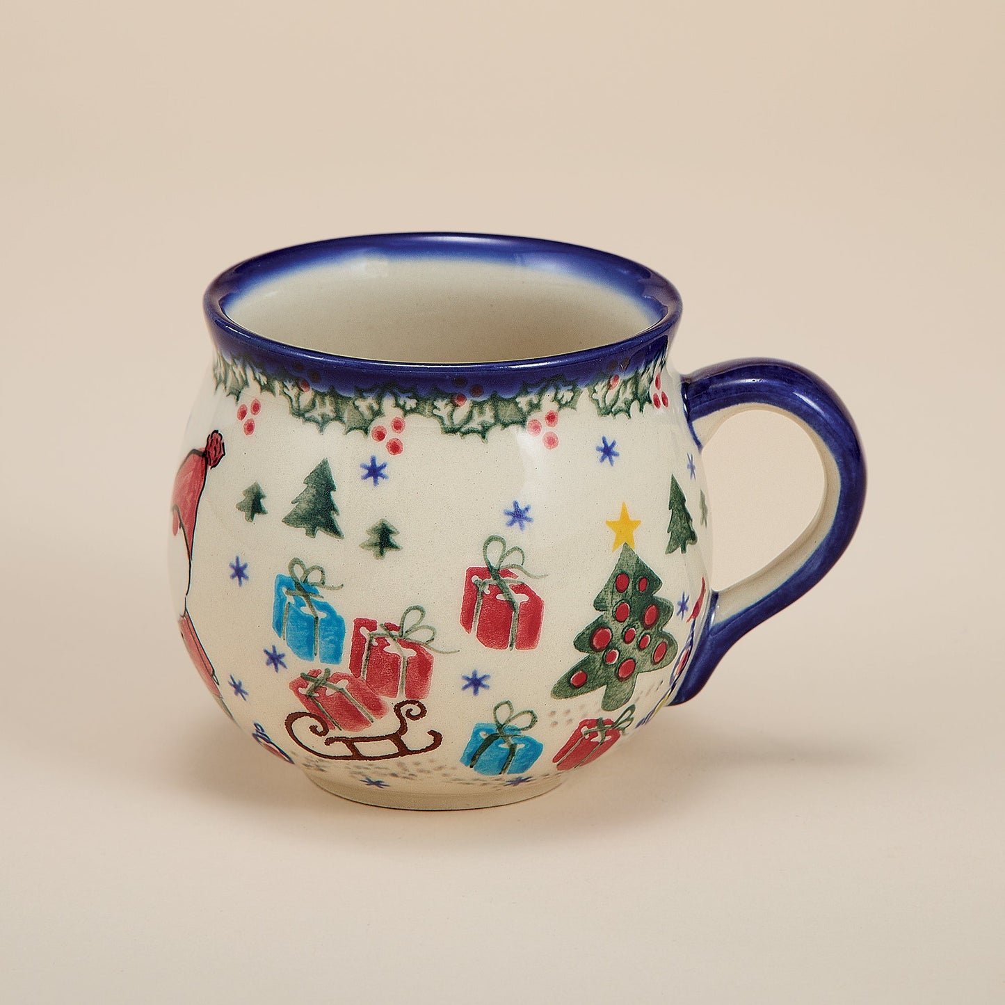 Polish Pottery Holly Jolly Bubble Mug, 11oz. (Preorder)