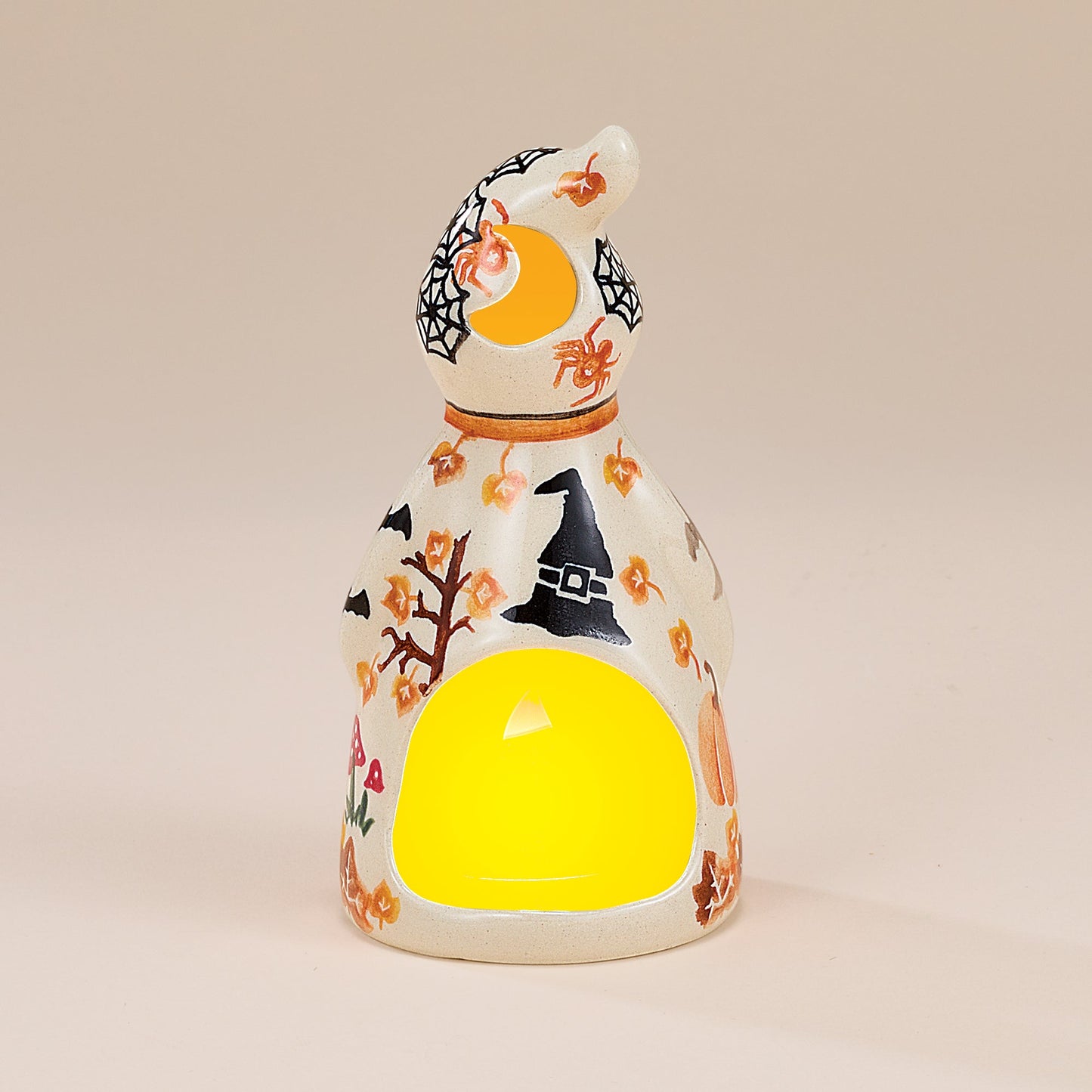 Polish Pottery Enchanting Pumpkins Boo Ghost Luminary