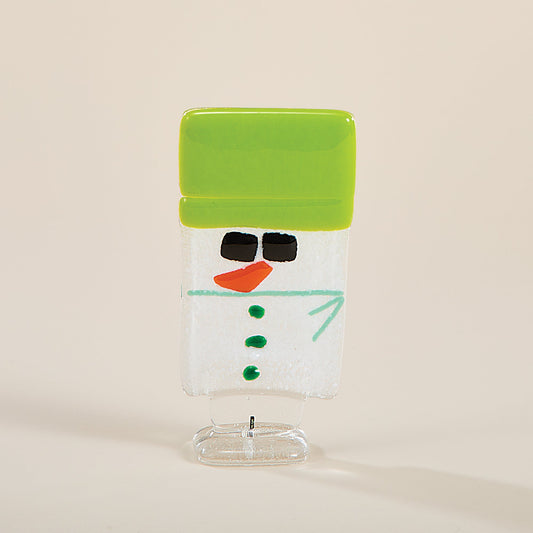 Fused Glass Mini Snowman Figurine (Preorder)