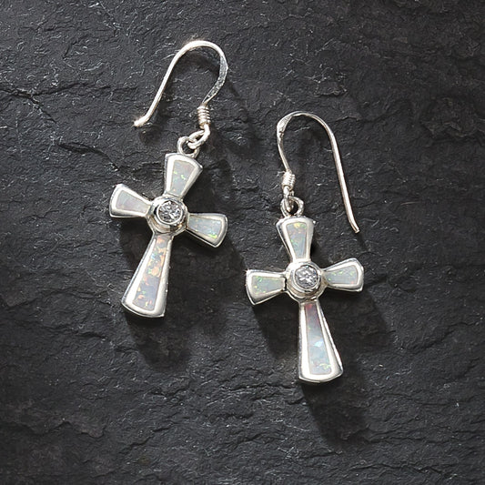 Opal Cross Earrings (Preorder)