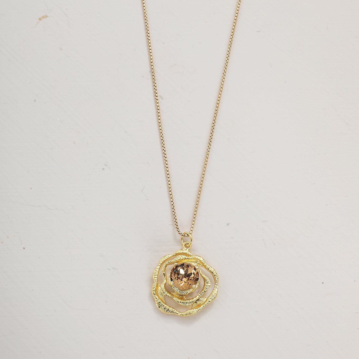 Golden Crystal Pendant Necklace