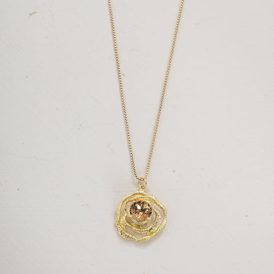 Golden Crystal Pendant Necklace