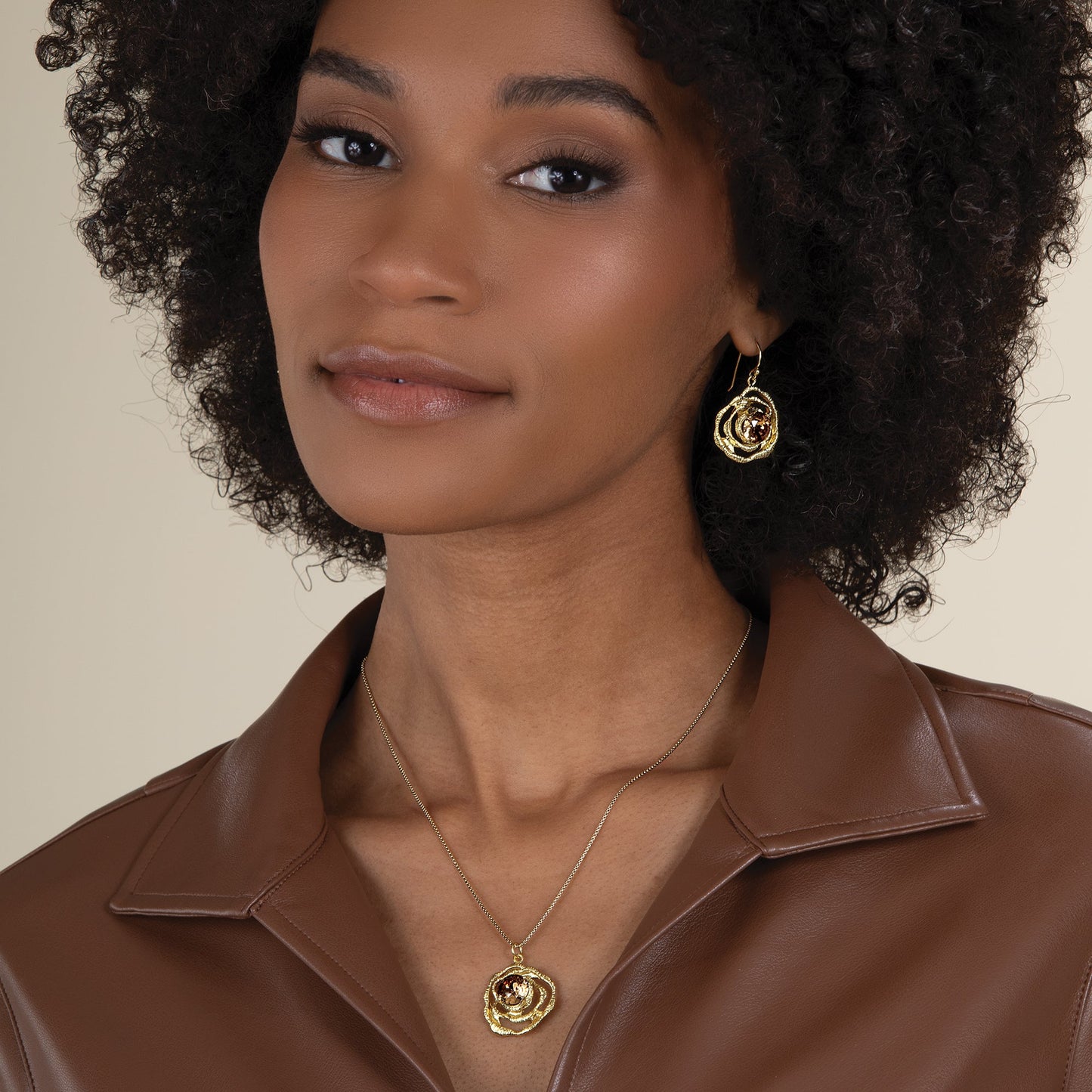Golden Crystal Pendant Necklace