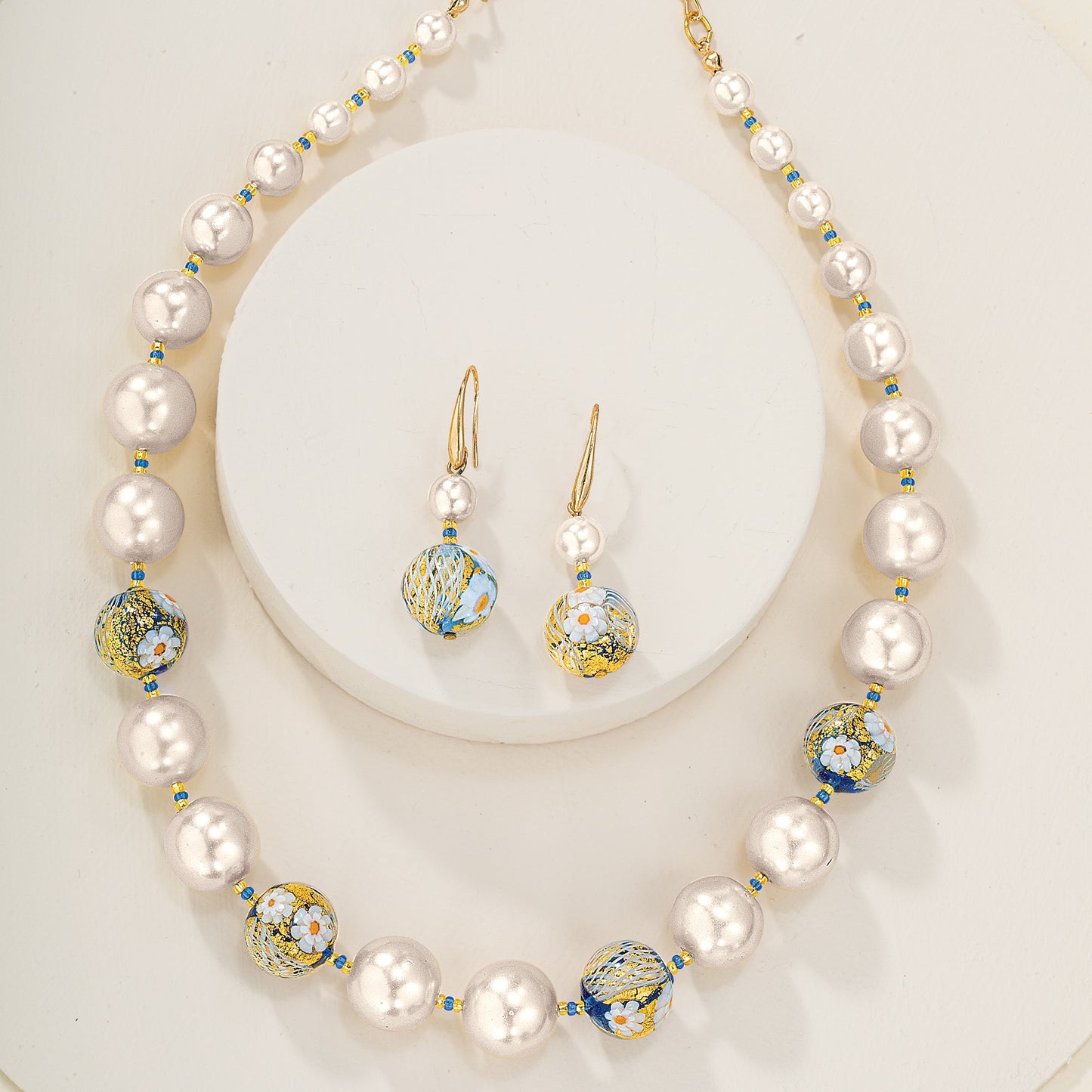 Murano Glass Pearls & Millefiori Earrings (Preorder)