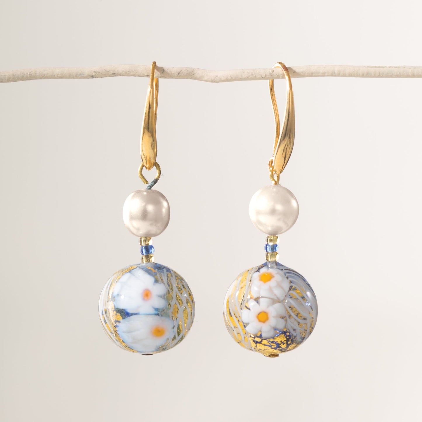 Murano Glass Pearls & Millefiori Earrings (Preorder)