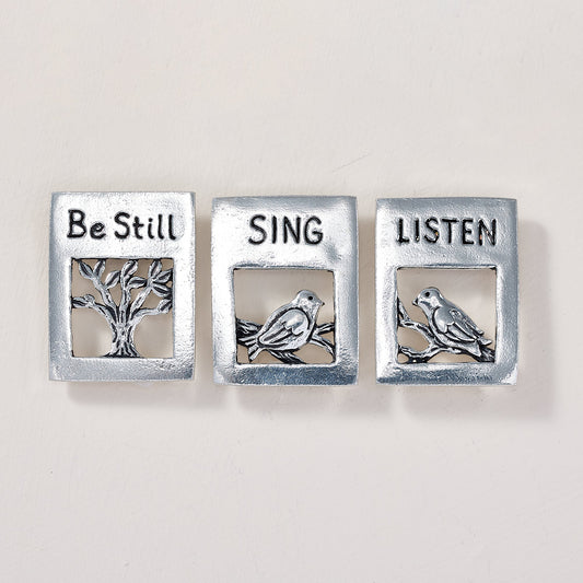 Pewter Bird Magnet Set