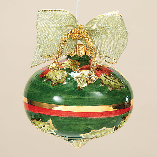 Hand-Painted Ceramic Holly Ornament (Preorder)