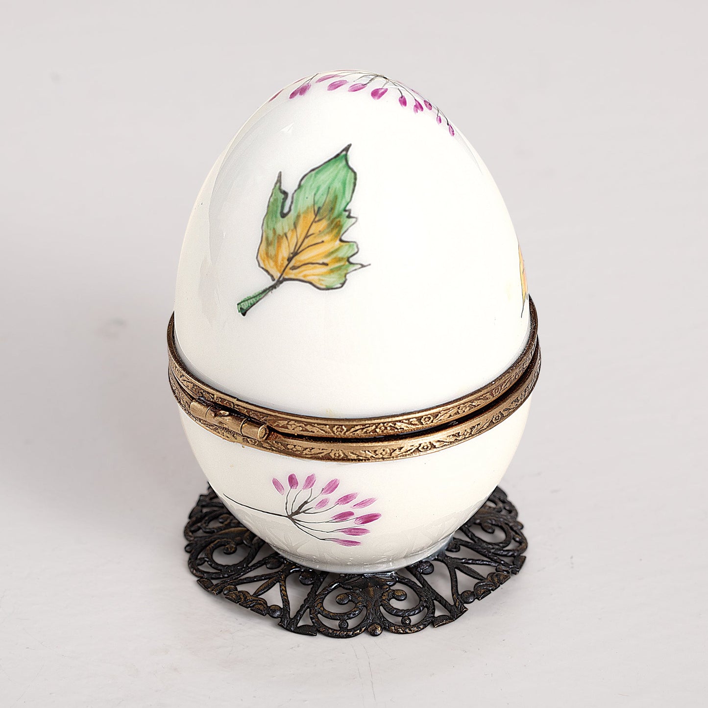 Limoges Porcelain Owl Musical Egg