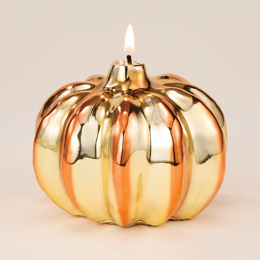 Gold Metallic Pumpkin Candle