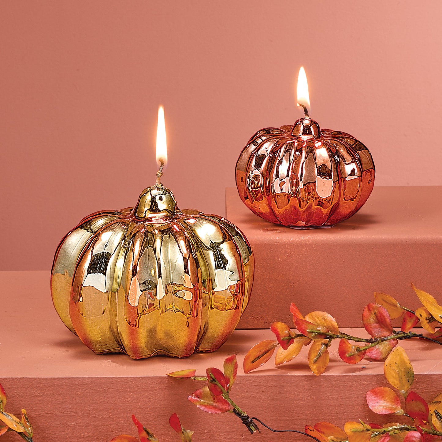 Copper Metallic Pumpkin Candle