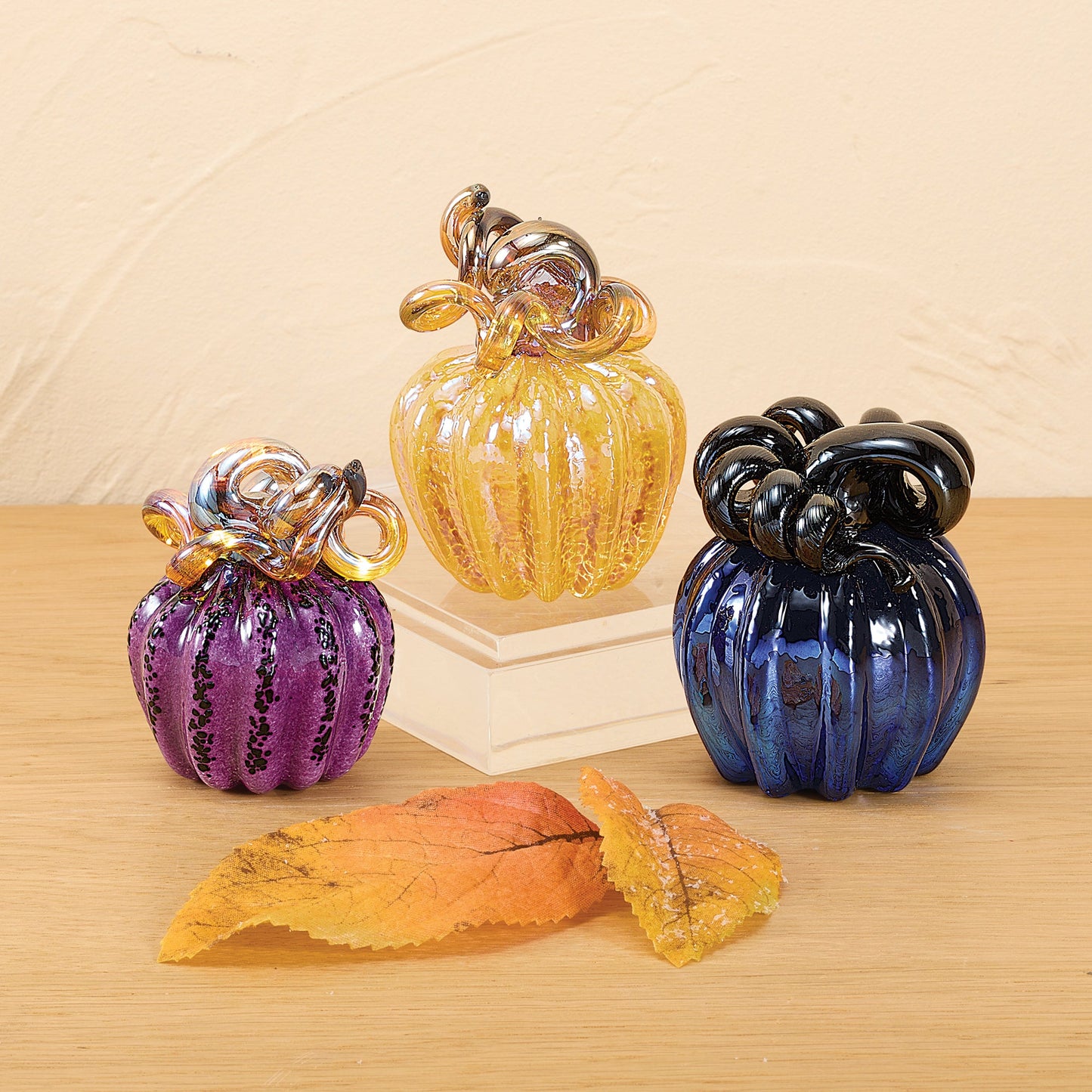 Hand-Blown Glass Petite Deep Midnight Pumpkin