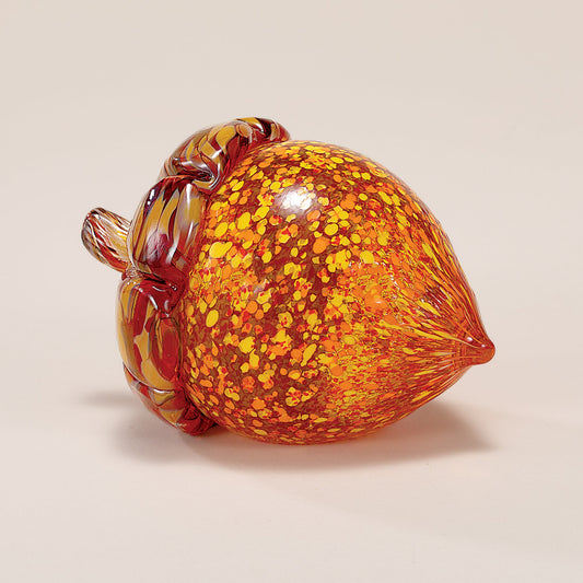 Hand-Blown Glass Yellow Speckled Acorn