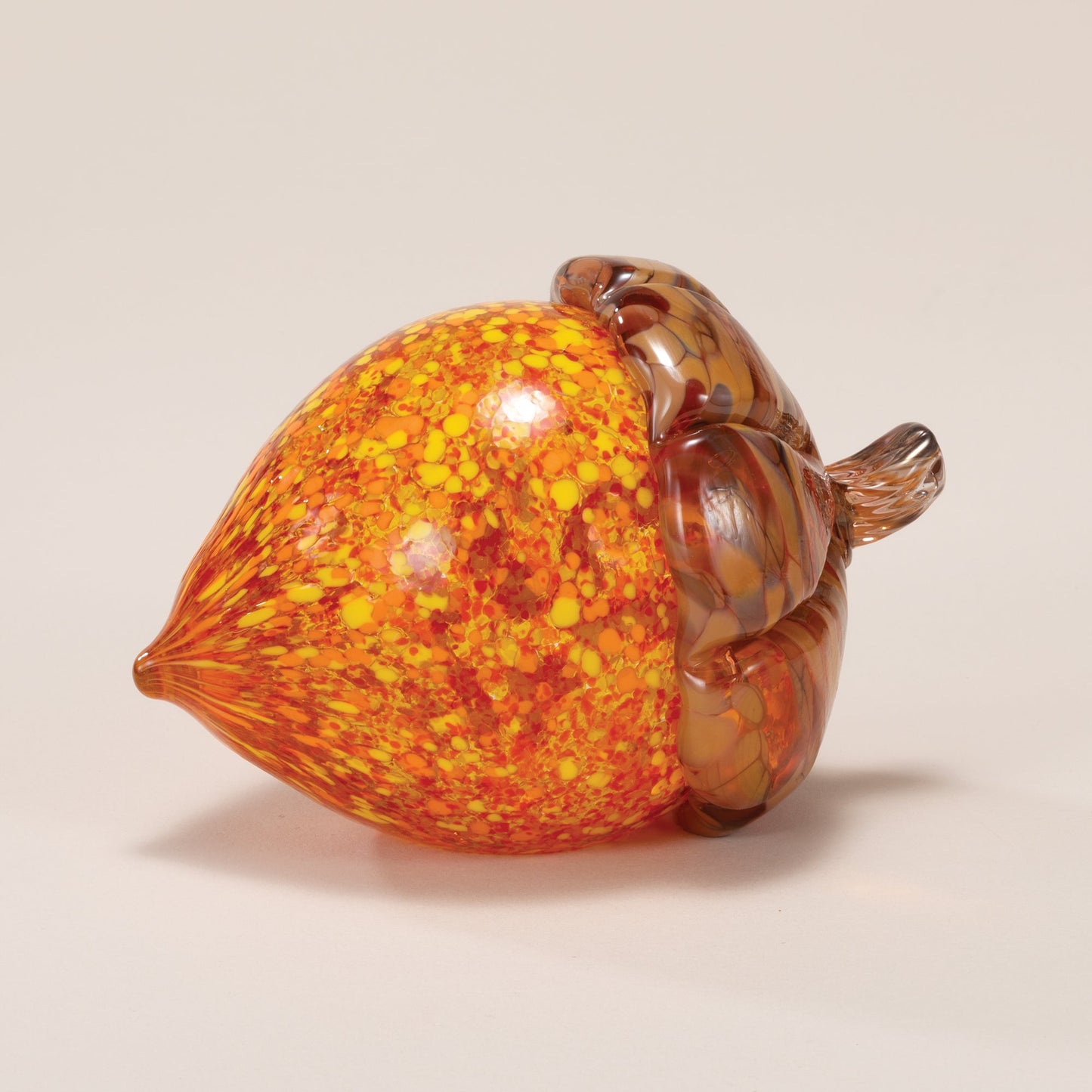 Hand-Blown Glass Yellow Speckled Acorn