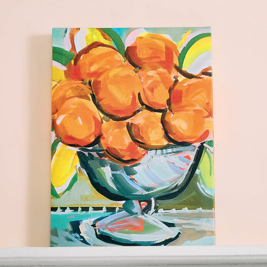 Oranges in Bowl Still Life Canvas Wall Art