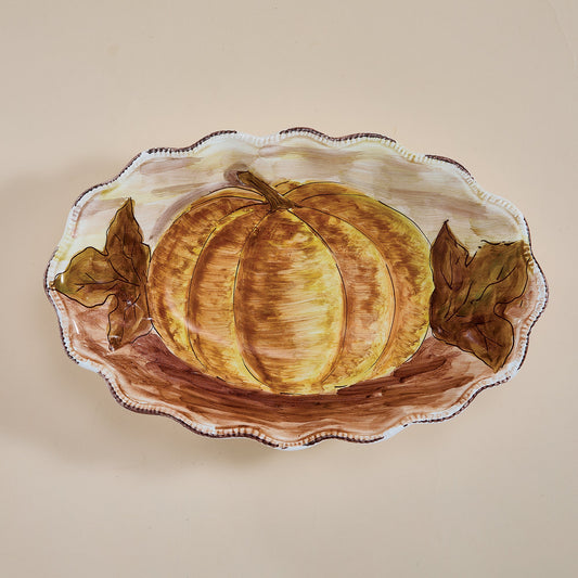 Garden Harvest Ceramic Pumpkin Platter