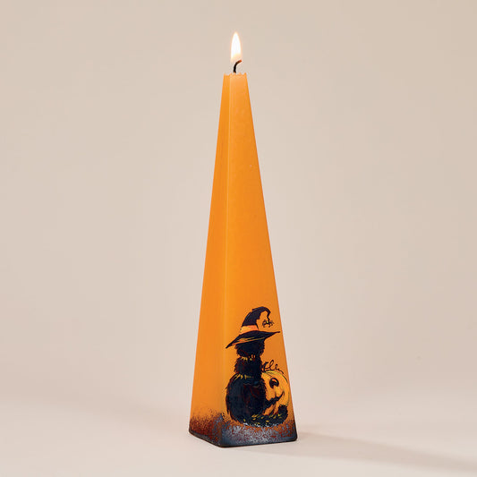 Hand-Painted Witchy Cat & Pumpkin Candle