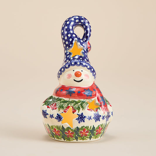 Polish Pottery Jingle Bell Snowman Luminary (Preorder)