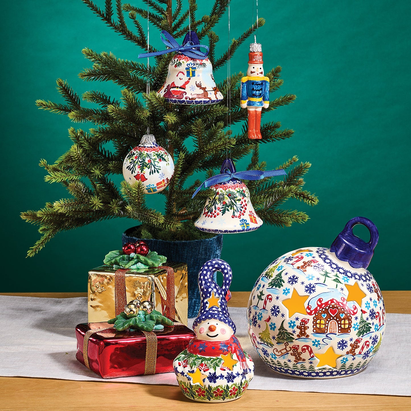 Polish Pottery Jingle Bell Snowman Luminary (Preorder)