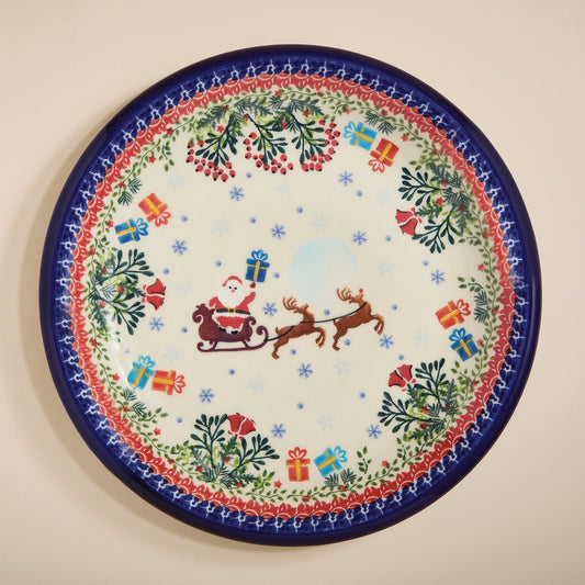 Polish Pottery Dashing All The Way Dinner Plate (Preorder)