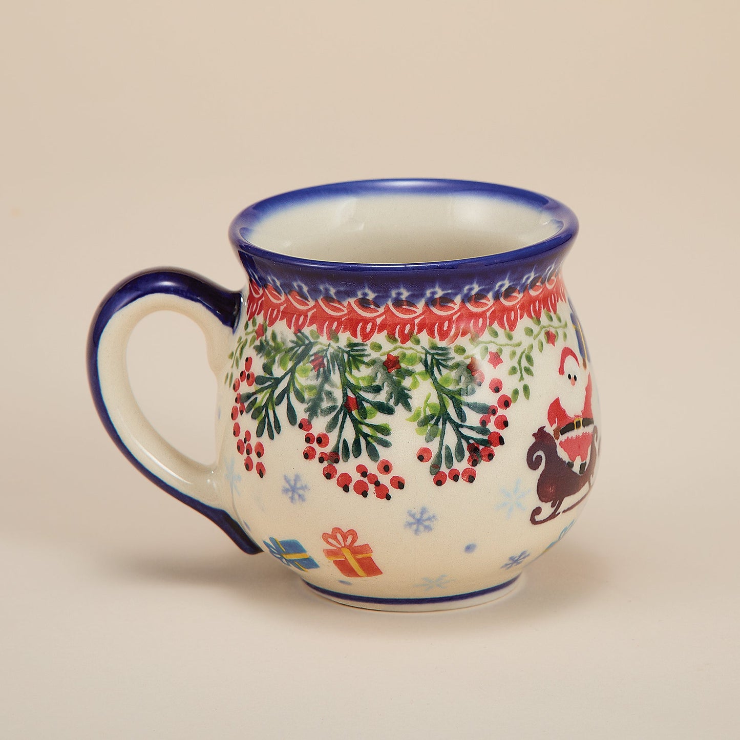 Polish Pottery Dashing All The Way Bubble Mug, 11oz. (Preorder)