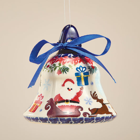 Polish Pottery Dashing All The Way Bell Ornament (Preorder)