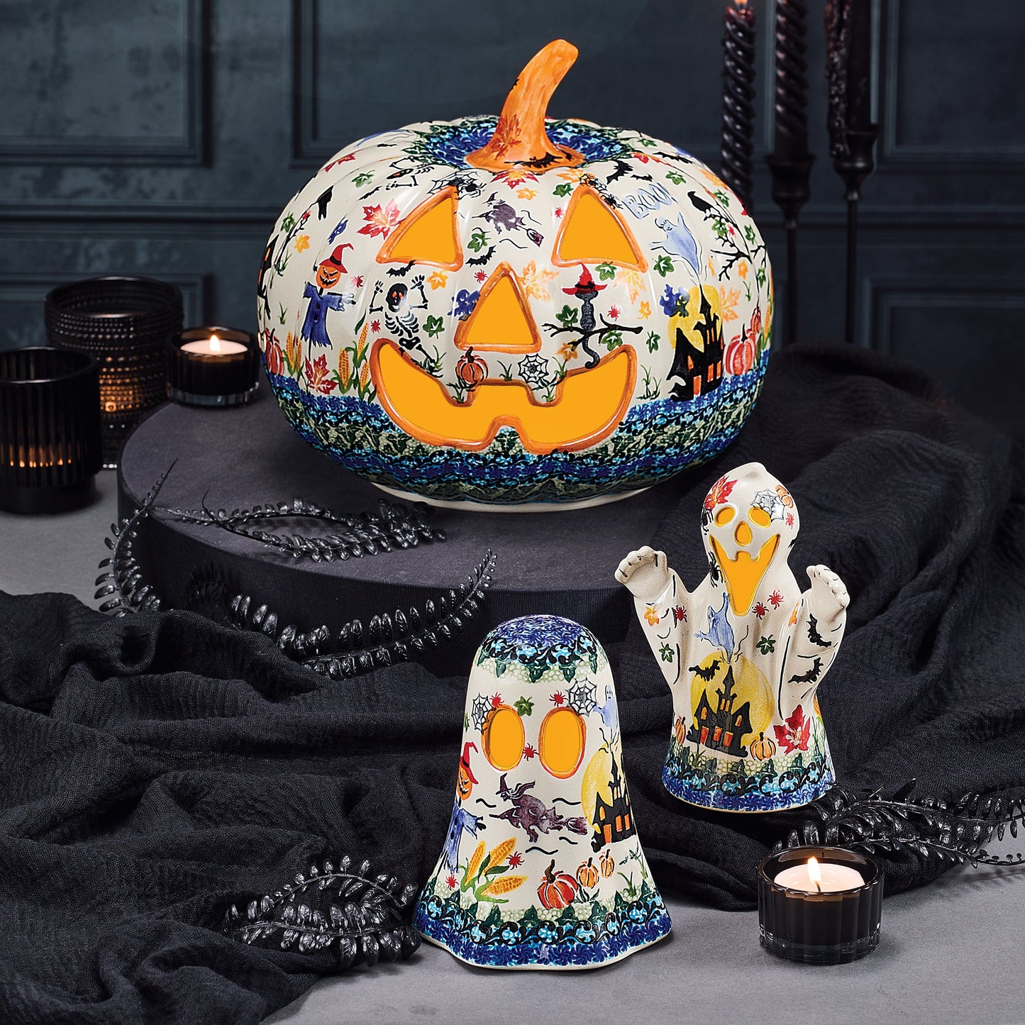 Polish Pottery Magic Moonlight Jack O' Lantern (Preorder)