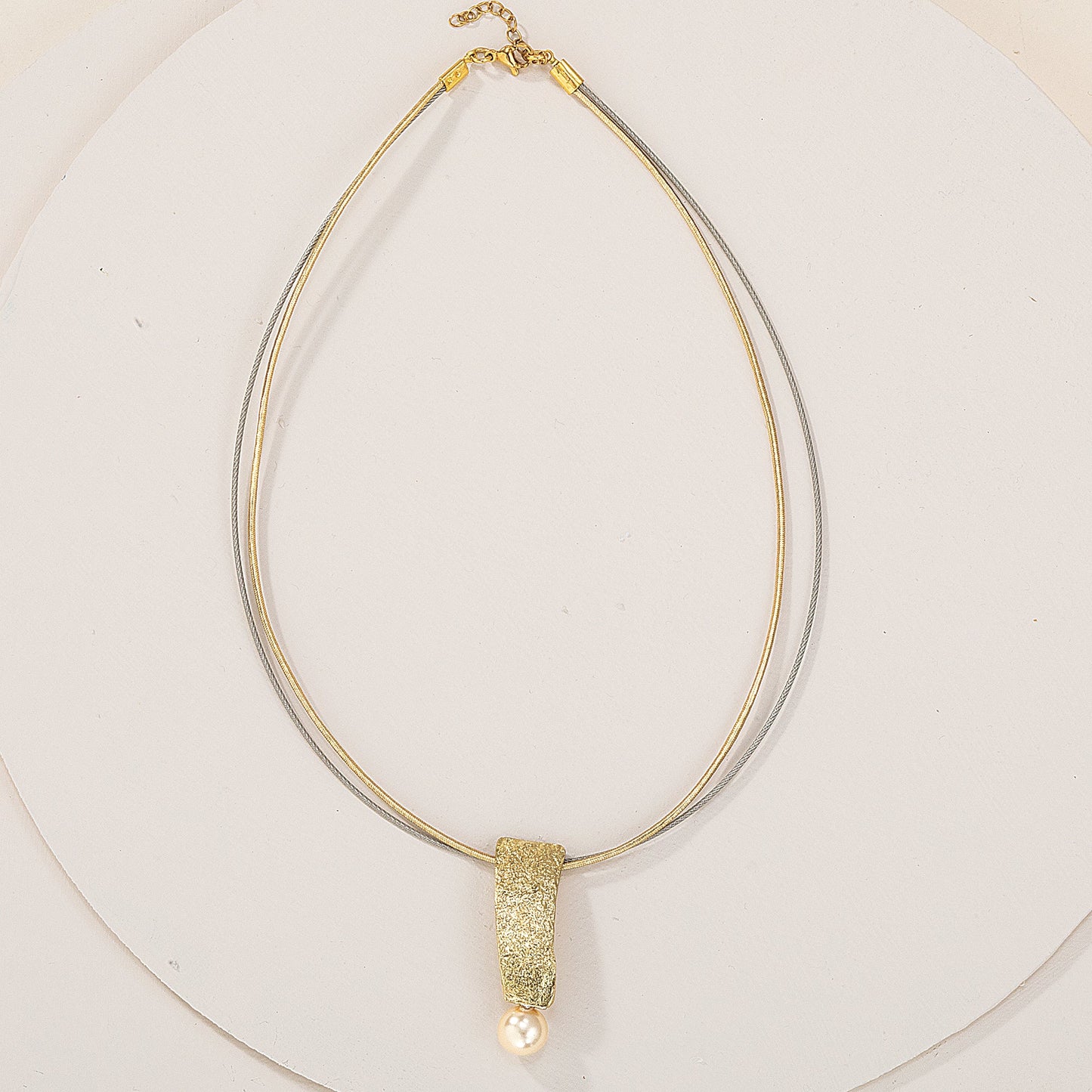 Oceans Apart White Glass Pearl Necklace